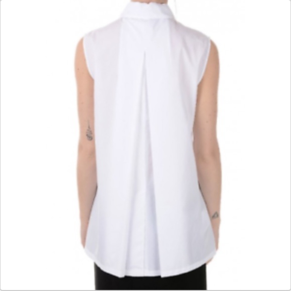 PRADA White Collared Sleeveless Popline Blouse szM - Picture 2 of 8